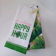 NWT Set of 2 Kitchen Hand Towels Happy Hour Tropical