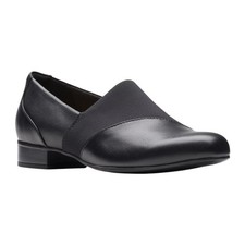 Clarks Women's Juliet Gem Leather Slip On Flats Black Size 8