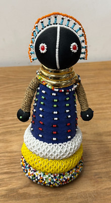 Vintage African Ndebele Tribal 10  Beaded Doll South Africa Folk Art Fertility