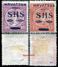 YOUGOSLAVIA  (SHS) Coronation  yt:6-7 Sc:2L3-4  Mi:64-65 (1918) Neuf*/MH(Signed)