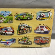 Melissa and Doug Wooden Sound Puzzle Vehicles Tested Works