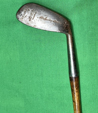 RARE Hickory Golf DEEP GROOVE AG SPALDING BROS MASHIE Wood Shaft Club HD228