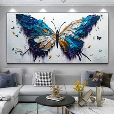 Abstract Butterfly Oil Painting Hand Painted On Canvas  Wall Art Colorful