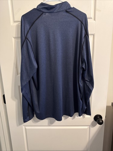camicia uomo roundtree e yorke 1/4 zip manica lunga blu XL - Foto 4 di 5
