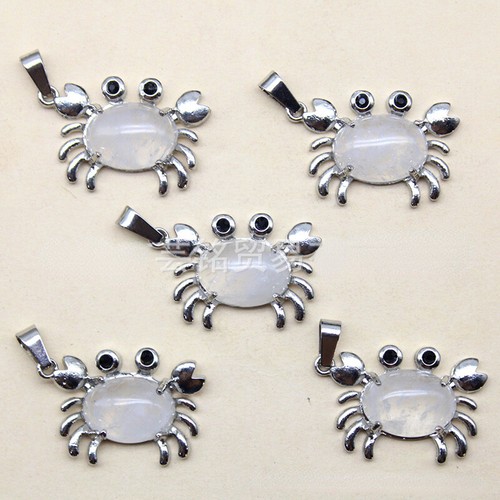 12pcs Natural White Crystal Stone Crab Pendants Chakra Reiki Healing Amulet - Picture 5 of 11