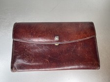 Bosca Leather Bifold With Flap Wallet Brown Snap Purse Check Book
