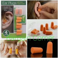 4Pairs Foam Sleeping Swim Ear Plugs Buds Noise Blocker Reusable With Carry Case 