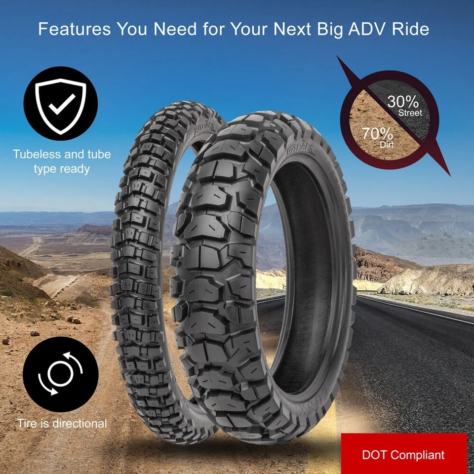 Tusk 2Track Adventure Motorcycle Tire Set 90/90-21 (54T)/150/70B-18 (70T) - Image 2 of 4