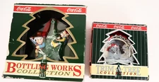 Vtg. 2 Coca-Cola Ornaments Eckerd Ice Sculpting 1992 Target Bottle Cap Bear 1998