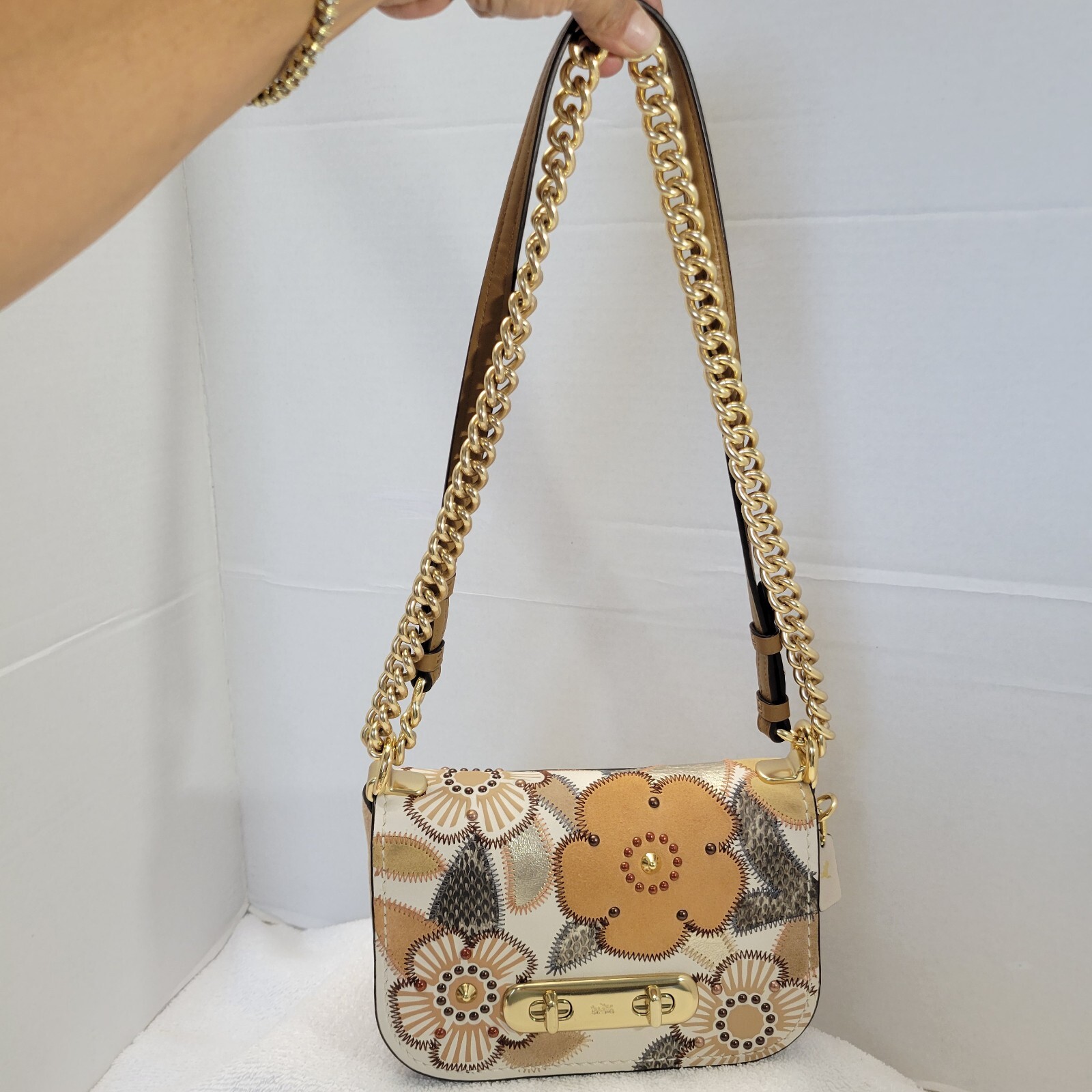 Coach Swagger Shoulder Bag With Patchwork Tea Ros… - image 1