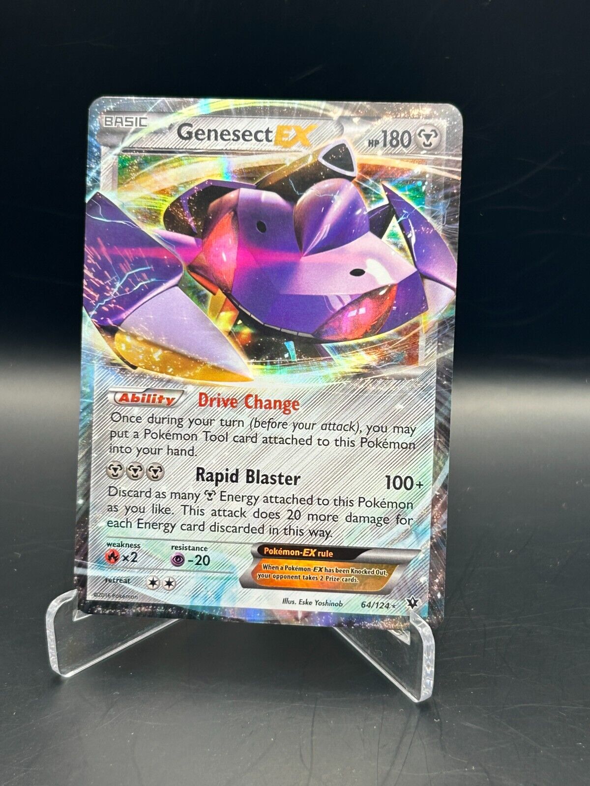 SHIPS SAME DAY Pokemon Card NM/M Genesect EX 64/124 Holo Full Art Metal Type