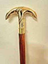 Victorian Antique Wooden Walking Stick With Brass Anchor Handle Vintage Cane Gif