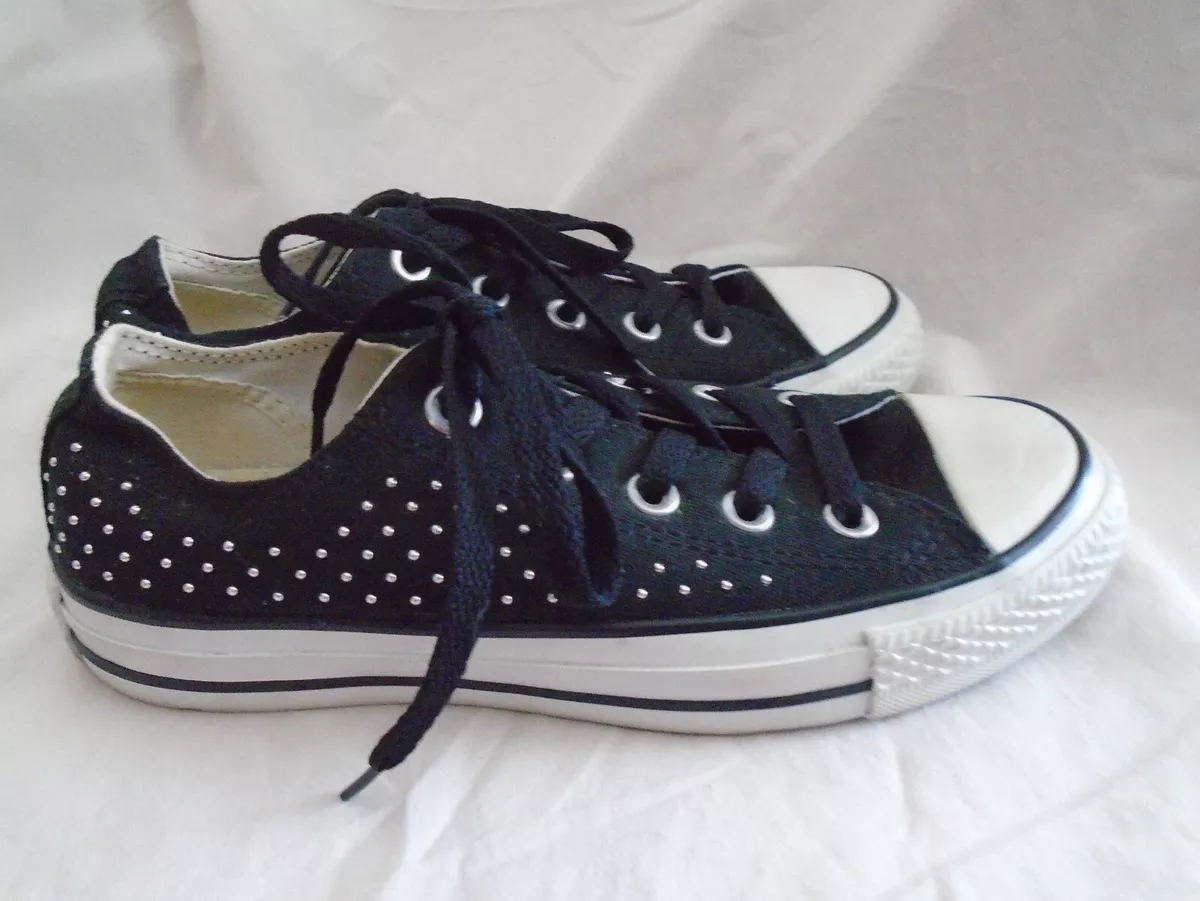 converse all star black with metal studs size 6 woman s good condition