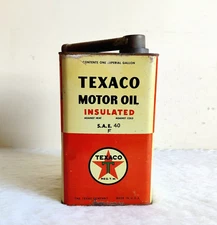 1950s Vintage Texaco Motor Oil Insulated Tin Can USA Automobile Collectible TN28