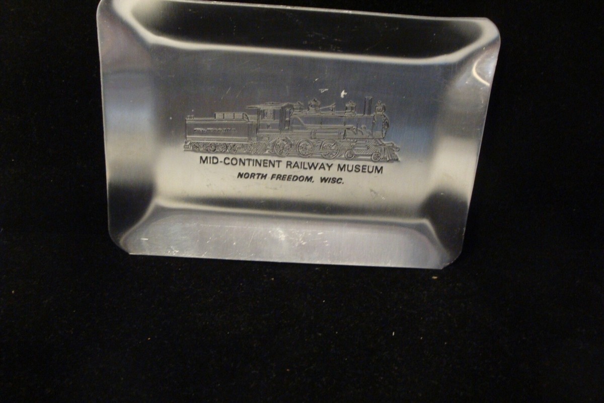 Vintage Mid- Continent Railway Museum aluminum tray with etched