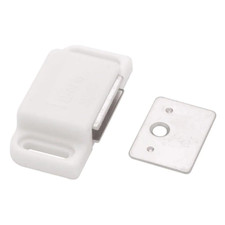 2 In. White Heavy Duty Magnetic Door Catch with Strike