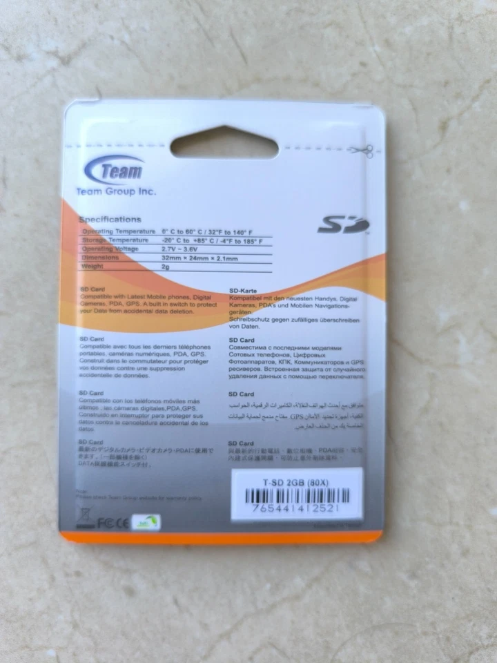 Genuine Team Group 2GB 80x SD Secure Digital Memory Card Camera Smartphone PC - Image 2 of 2