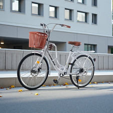 26'' Wheels Adult City Bike Lady Women Bicycle 7 Speed Vintage Basket Cup Holder