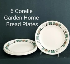 6 Vintage Corelle GARDEN HOME Birdhouses 6.75" Bread Dessert Plates SHINY