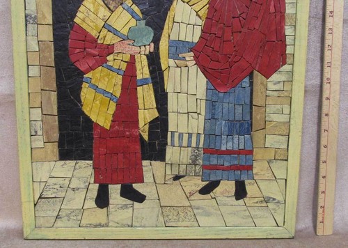 3 Wise Men Kings Mosaic Collage Folk Art Hanging Picture Christmas Nativity 24" - Picture 3 of 4