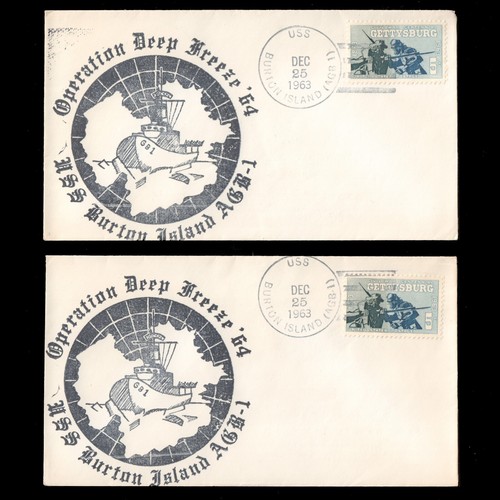 USS BURTON ISLAND (AGB-1) ICEBREAKER • OPERATION DEEP FREEZE • 1963 Naval Covers
