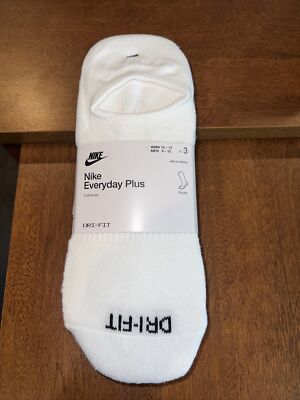 Nike Everyday Plus Cushioned - NoShow Socks - White - Lg - 3 Pairs