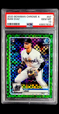 2020 Bowman Chrome X Green Xfractor #97 Isan Diaz /31 Rookie RC