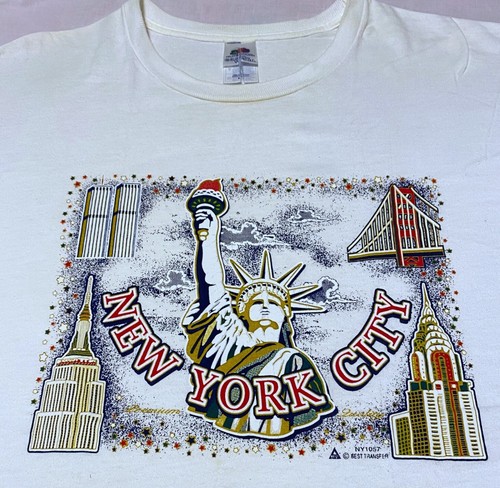 New York City pre-9/11 souvenir shirt t-shirt Medium World Trade Center Towers - Picture 2 of 6
