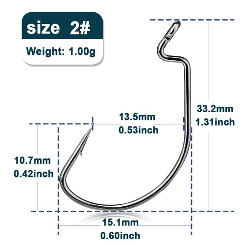 100Pcs EWG Worm Hooks Versatile Soft Plastic Hooks Freshwater Bass and Saltwater - Picture 10 of 16