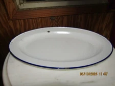 VTG. WHITE W/DARK BLUE TRIN KER/SWEDEN PLATTER 15 5/8'X10"x1.5"