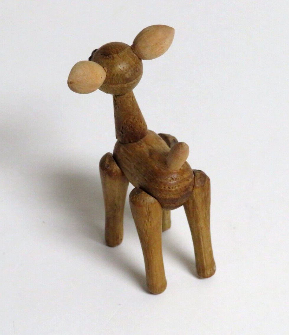 Vintage Zoo Line Match Box Wooden Articulated Deer Figure Wood Animal Japan
