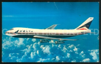 FLY DELTAS BOEING 747 SUPERJETS FLUGZEUG PLANE ANSICHTSKARTE UNBESPIELT