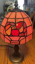 Tiffany Style table lamp with stained glass fruit basket shade