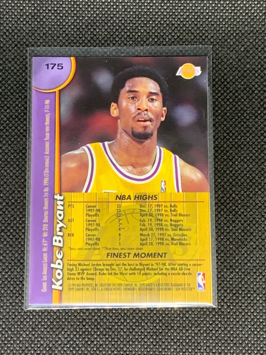 Kobe Bryant 1998-99 Topps Finest Card #175 w/ Protector Peel Kobe Bryant 1998-99 Topps Finest Card #175 w/ Protector Peel