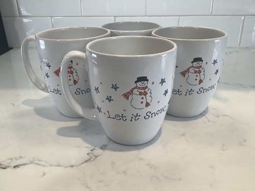 Corelle Frosty Morn Let It Snow Stoneware Mug Cup Set Of 4 Real Nice Shape - Picture 6 of 10