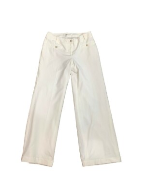 Cato Womens Dress Pants Size 8 White Lined Cuffed Hem Stretch Trousers  Career | eBay