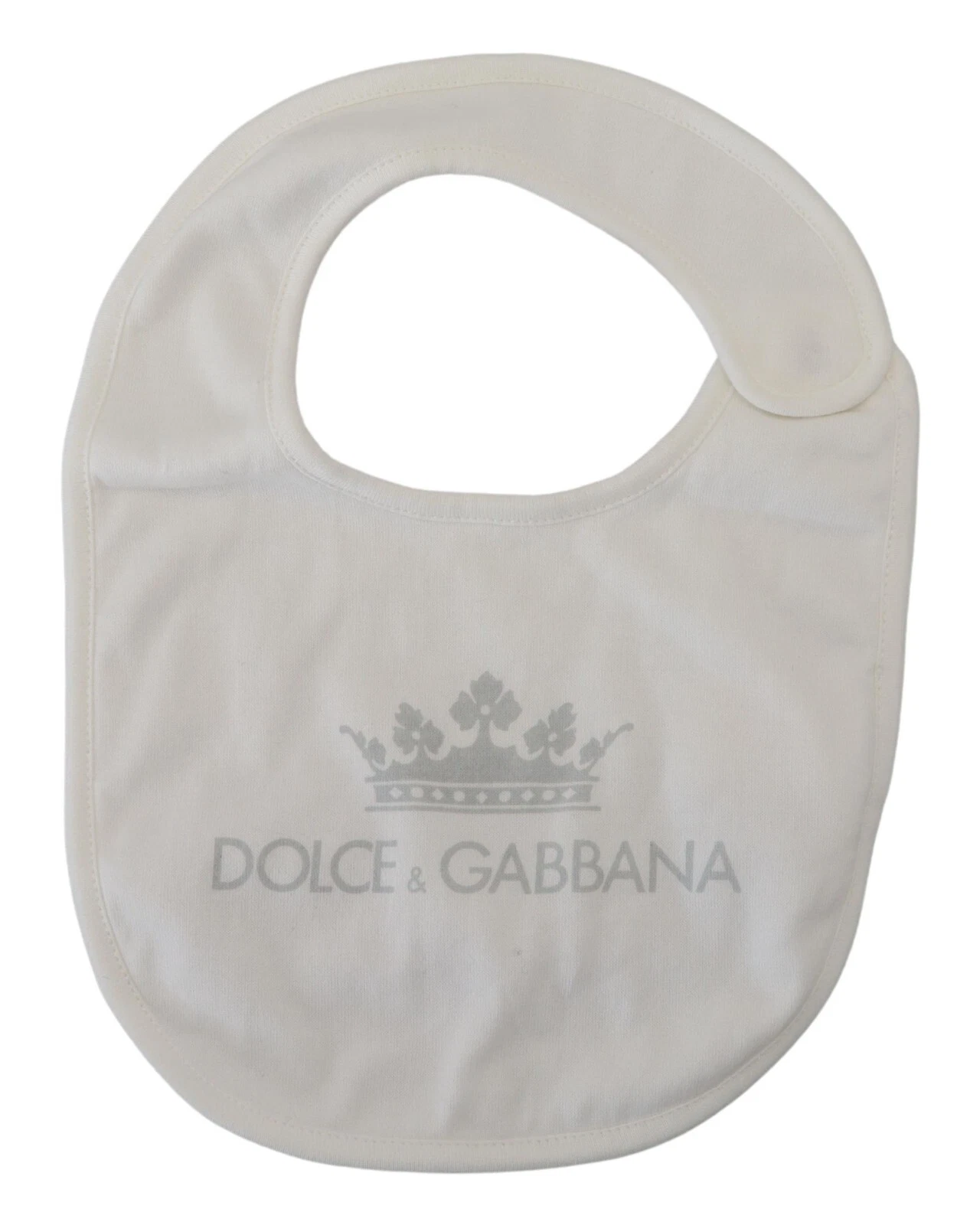 DOLCE & GABBANA Kids Bib White Cotton DG Crown Printed s.Tag 12-18 months 450usd