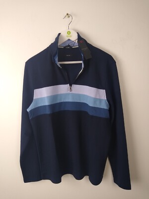 Ted Baker Men's Longman Ombre Detail Quarter Zip Sweatshirt Navy Size M  BNWT F2 UK