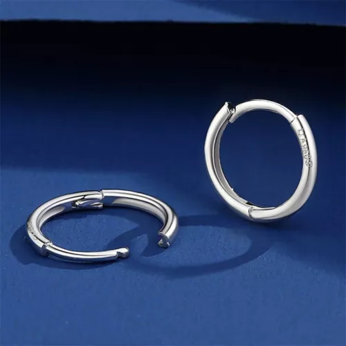 Reines massives Platin 950 Creolen Damen Glück glatt glänzend Kreis Ohrringe 1,4-1,6 g - Bild 3 von 7