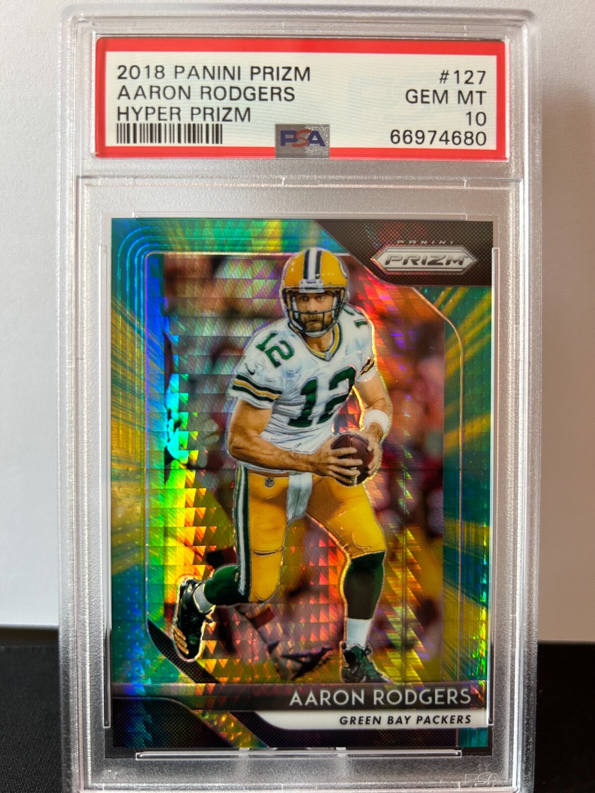2018 Panini Prizm Aaron Rodgers Hyper Prizm SP #/275 PSA 10 Gem Mint Packers