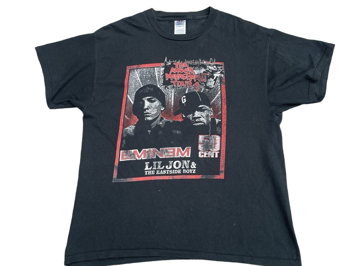 Vintage Eminem 50 Cent Anger Management Tour 3 Promo T Shirt Y2K