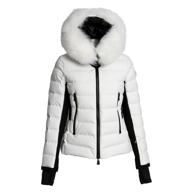 white moncler coat with fur