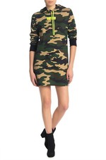 $69 Calvin Klein Camo Printed Hoodie Sweater Dress , Olive Multi ,  M