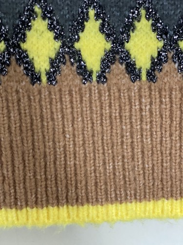 ZARA KNIT WOMEN'S SWEATER YELLOW MUSTARD GOLD METALLIC SILVER BLACK SIZE SMALL - Picture 6 of 8