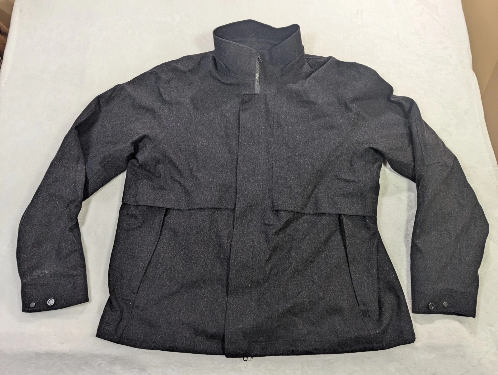Lululemon Storm Break Rain Jacket Wool Men's Heathered Black 2XL - No Hood