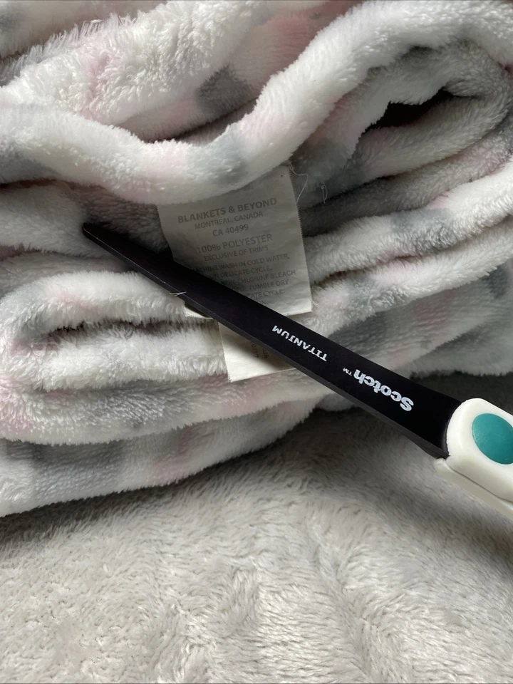 Blankets & Beyond Elephant Baby Blanket Pink White Gray Security Lovey 29"x31" - Image 3 of 4