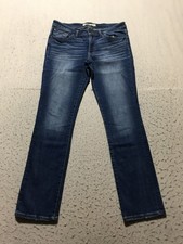 BKE Payton Jeans Womens 31 X 31.5 Universal Mid-Rise Straight Dark Blue Distress
