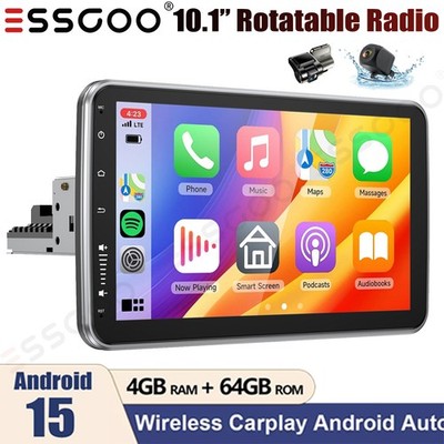 10.1'' DVR+ Single 1 Din Carplay 4+64G Rotatable Car Stereo Radio GPS Navi BT+AHD