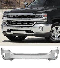 Chrome Front Bumper Face Bar For 2016-2019 Silverado 1500 w/Sensor/Fog Lamp Hole