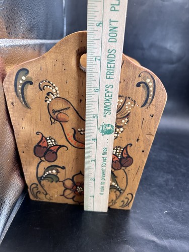 Bellissimo secchiello vintage in legno dipinto a mano arte popolare disegni uccellini e fiori - Foto 17 di 21